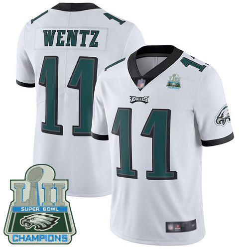 Men Philadelphia Eagles #11 Carson Wentz White Vapor Untouchable NFL Jersey Limited Player Super Bowl LII1->philadelphia eagles->NFL Jersey